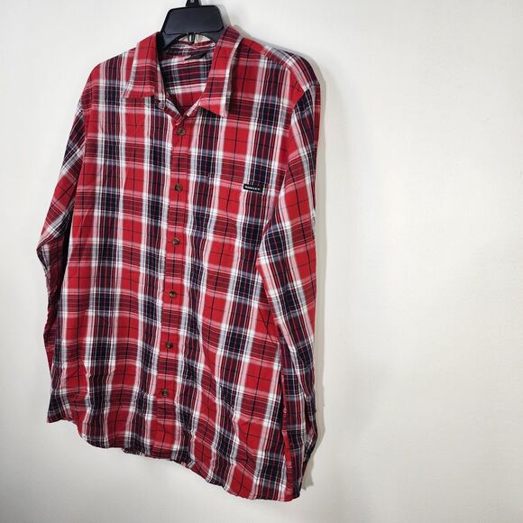 Oakley Mens Shirt Size Large Red Plaid Button Up Long Sleeve Chase Woven Casual - Picture 5 of 12